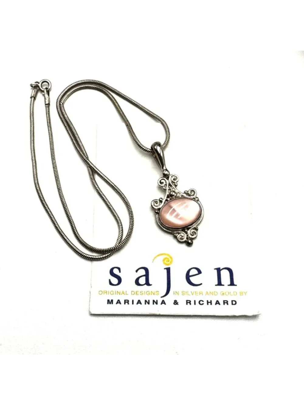 Sajen Pink Gemstone Pendant Sterling Silver 16 Inch Chain Necklace